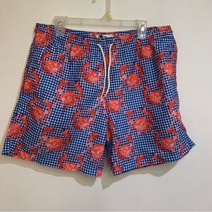 Trunks Surf and Swim Blue Red Crab Print Swimming Shorts Men’s XL